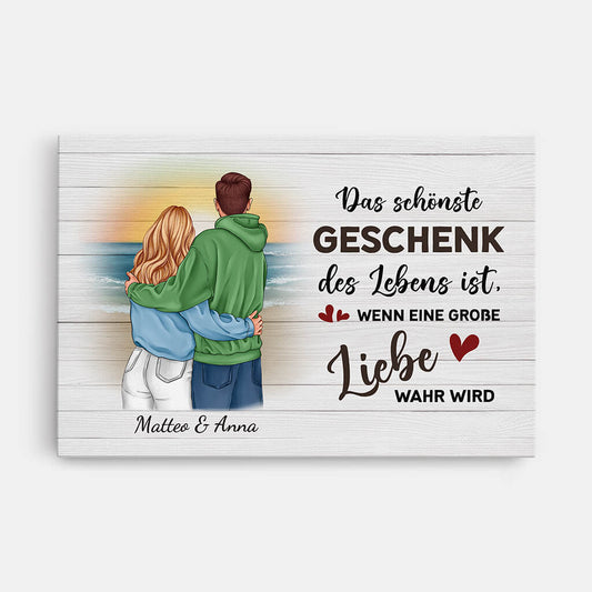 3698CGE1 das schonste geschenk des lebens ist wenn eine grosse liebe wahr wird personalisierte leinwand fur paare
