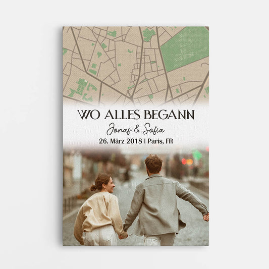 3714CGE1 wo alles begann personalisierte leinwand mit foto und landkarte fur parchen
