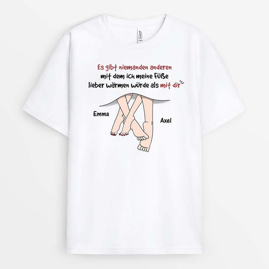 3724AGE1 es gibt niemanden anderen mit dem ich meine fusse lieber warmen wurde als mit dir personalisiertes t shirt fur paare
