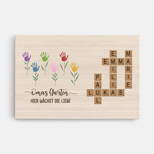 3778CGE1 omas garten hier wachst liebe kreuzwortratsel personalisierte leinwand fur omas 3778CTE5A