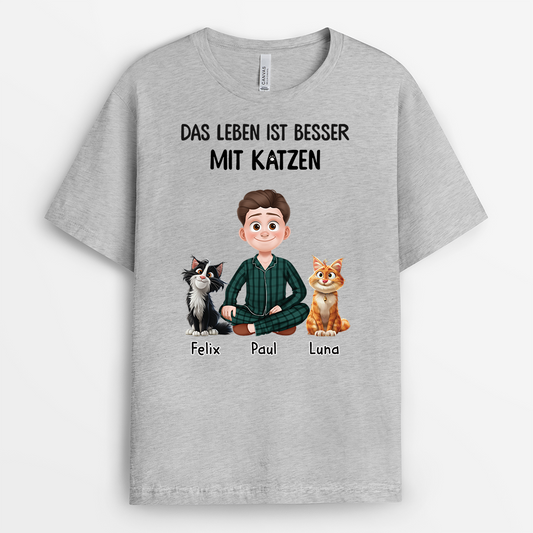 3903AGE2 das leben ist besser mit katzen personalisierte katze t shirts 3903A5N0D_2f52d7d4 afb0 4101 a5a5 665043685699