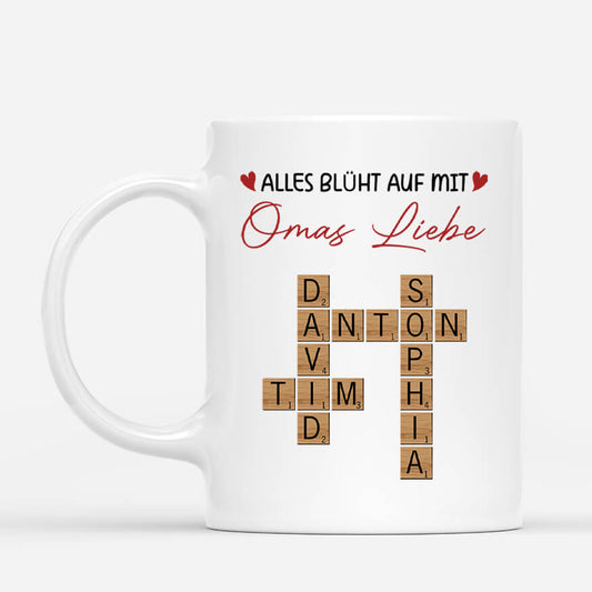 3936MGE1 alles bluht auf mit omas liebe kreuzwortratsel personalisierte tasse fur omas 3936MTT5A