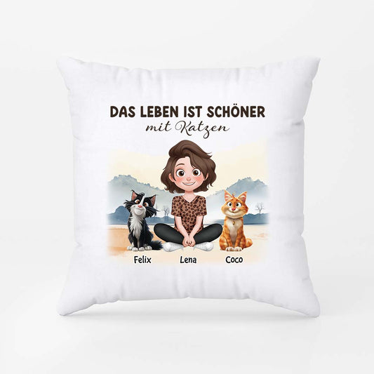 3970PGE1 das leben ist besser mit katzen personalisiertes kissen fur katzenliebhaber 3970P8H0D