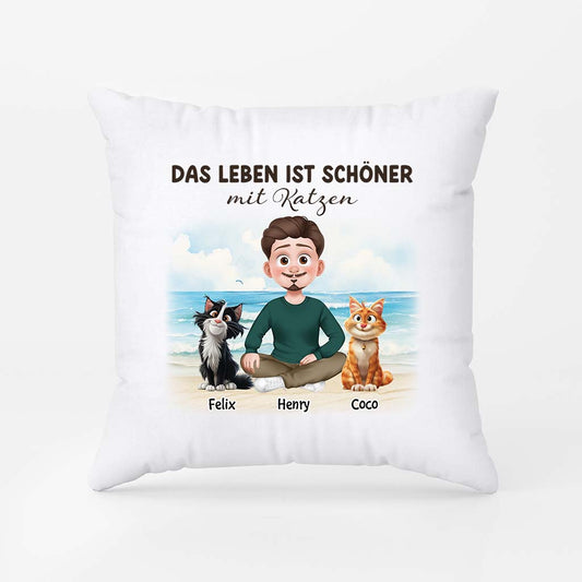 3970PGE2 das leben ist besser mit katzen personalisiertes kissen fur katzenliebhaber 3970P8H0D