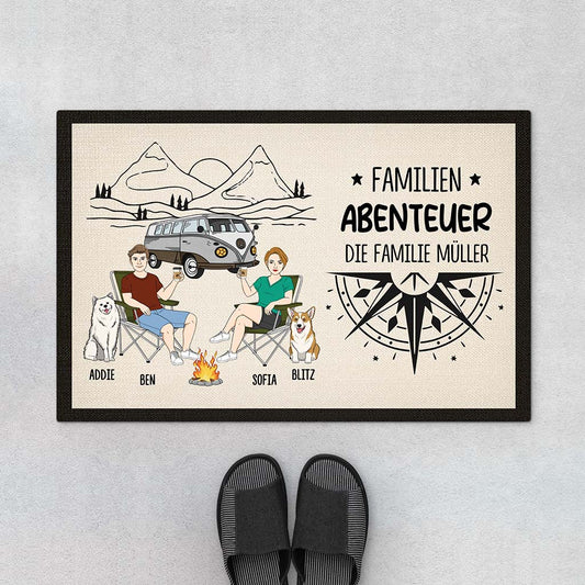 4016DGE1 familienabenteuer personalisierte fussmatte familie mit hund_ 4016D8L8C