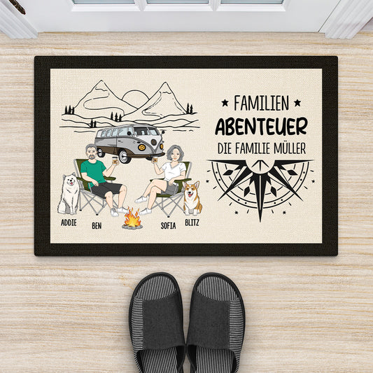 4016DGE2 familienabenteuer personalisierte fussmatte familie mit hund_ 4016D8L8C