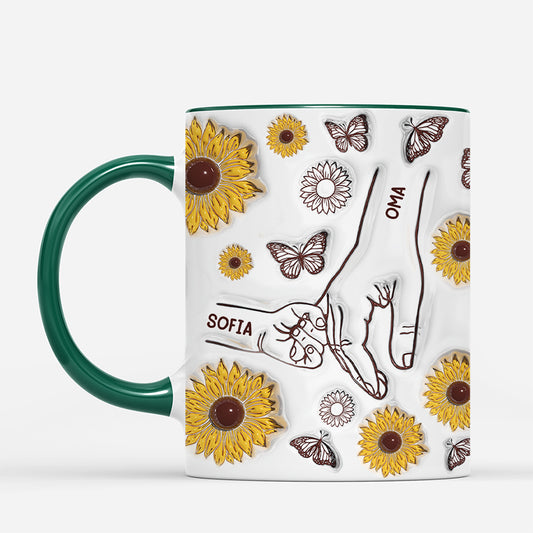 4090MGE2 3d druck effekt mama und kinder schmetterlinge sonnenblumen personalisierte tasse mama_ 4090MTM5A