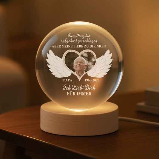 4179LGE2 dein herz steht still meine liebe bleibt personalisierte trauergeschenke kristallkugel foto mamapapa 4179ltl5a