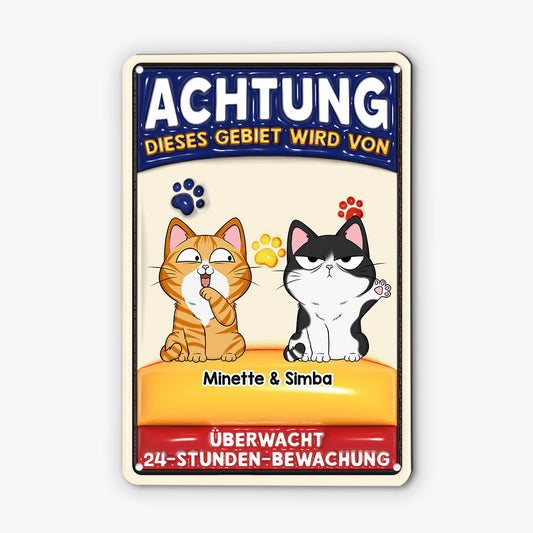 4224EGE1 dieses gebiet wird von uberwacht lustiges turschild katze personalisiert_ 4224E5T8D