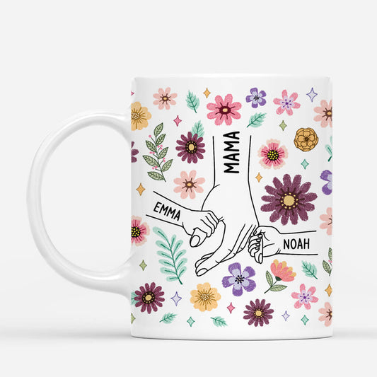 4260MGE1 bunte blumen hand in hand mama tasse personalisiert_ 4260M5M5A