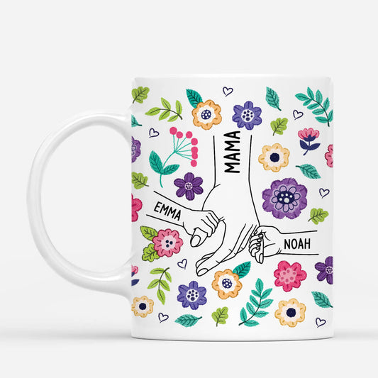 4324MGE1 mama und kinder bunte blumen personalisierte tasse mama_ 4324M5M3A