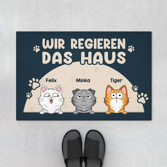 4340DGE1 ich regiere das haus lustige fussmatte personalisiert katze_ 4340D