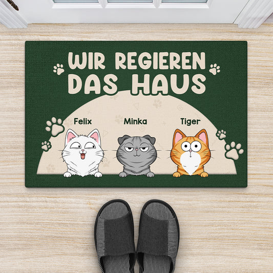4340DGE2 ich regiere das haus lustige fussmatte personalisiert katze_ 4340D