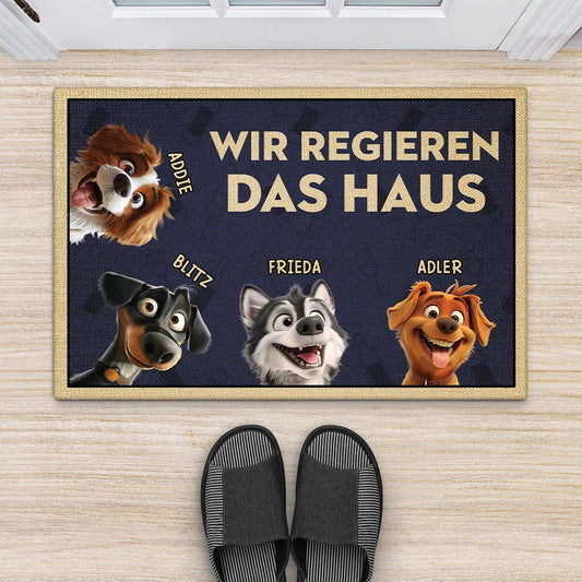 4344DGE2 ich regiere das haus cartoon lustige fussmatte hunde personalisiert_ 4344DTT5C
