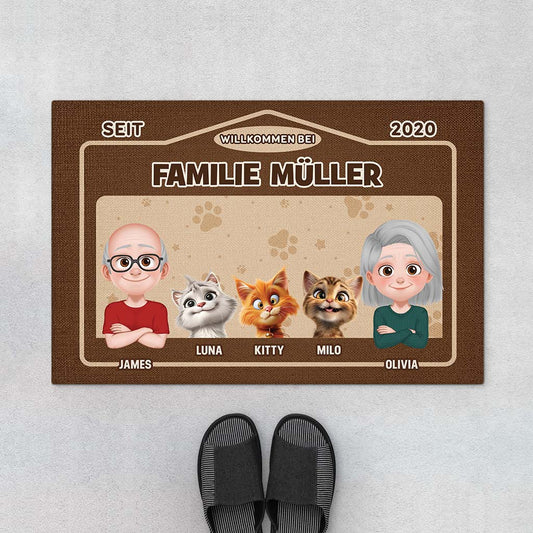4359DGE1 willkommen bei cartoon personalisierte fussmatte familie mit katzen 4359DKQ5D_489bb5c0 9fb8 4bec 8547 62bbdc109c56