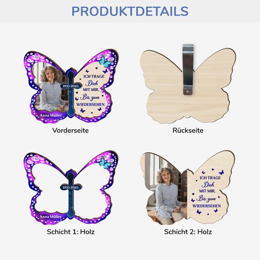 4376GGE2 ich trage dich mit mir bis zum wiedersehen personalisierter auto visier clip zur erinnerung mit foto 4376G3TMA