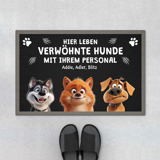 4414DGE1 hier leben verwohnte hunde mit ihrem personal fussmatte hunde personalisiert_ 4414D_f060c85a 330b 4523 8857 deaab0c46b03