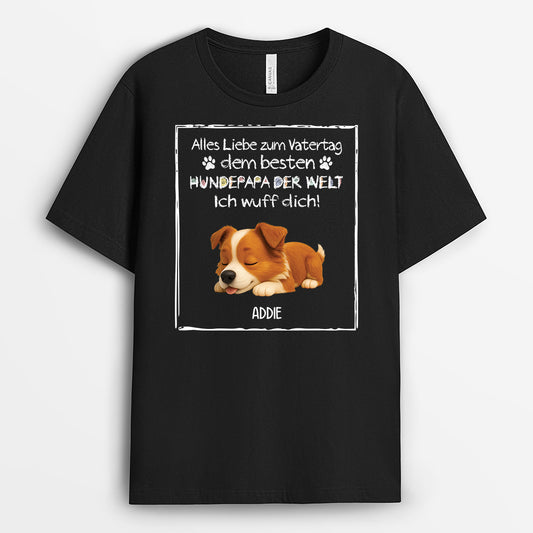 4419AGE1 frohen vatertag hundepapa schwarzes t shirt hund personalisiert 4419AKM5C