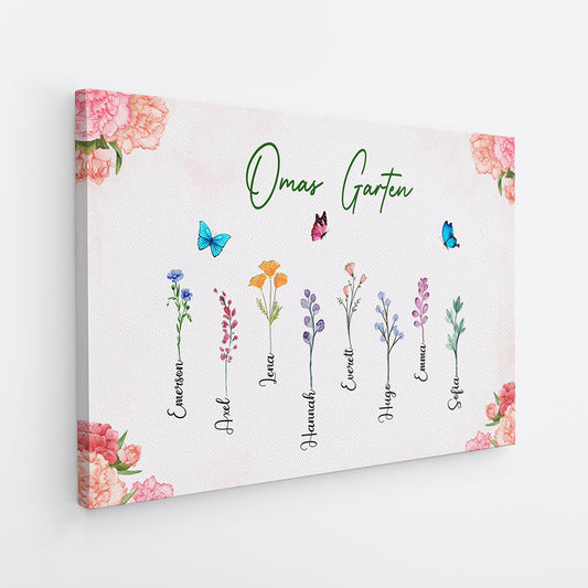 4564CGE2 omas garten schmetterlinge blumen personalisierte leinwand oma 4564C