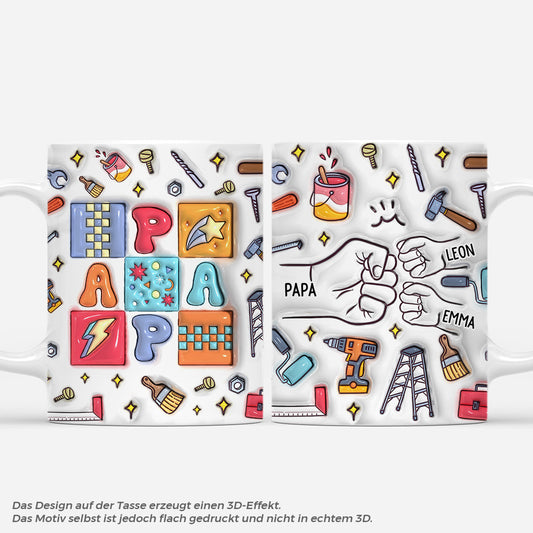 4605MGE1 3d druck effekt papa kinder mit fausten werkzeug personalisierte tasse papa 4605M565B_ebdaa5de 6d8e 46a4 b8db 8b166fab3ce7