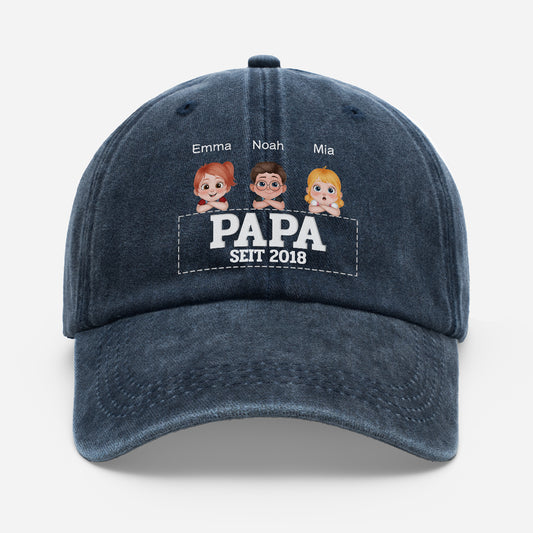 4642AGE1 papa seit personalisiertes geschenk washed cap papa mama 4642ajtpnb