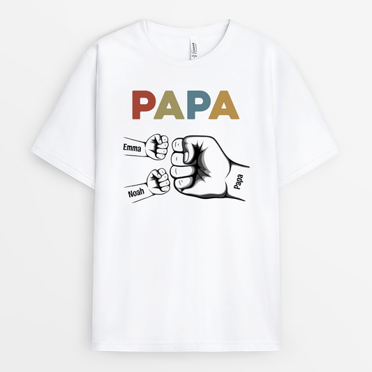 4677AGE1 papa kinder mit fausten vintage t shirt papa personalisiert_ 4677AKH0B