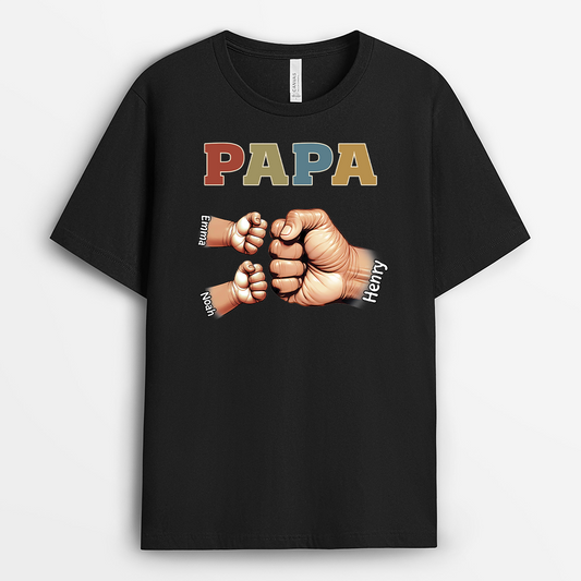 4678AGE1 papa kinder mit fausten t shirt papa personalisiert_ vintage 4678AKH5B