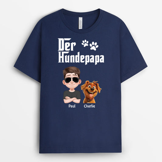 4725AGE1 der hundepapa cartoon schwarzes t shirt hund personalisiert 4725AKM0C