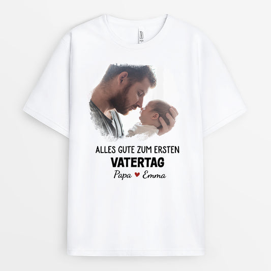 4734AGE1 unser erster vatertag zusammen weisses t shirt papa personalisiert_ mit foto 4734AKQ5B