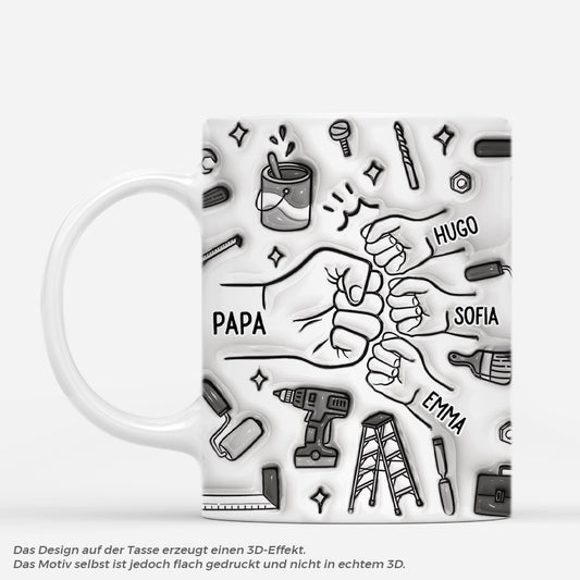 4799MGE1 3d druck effekt papas gang werkzeug schwarzweiss personalisierte tasse papa 4799M