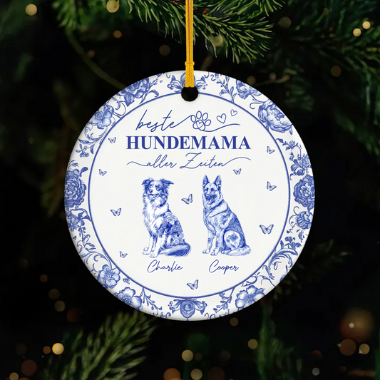4803GE1 beste hundemama aller zeiten toile de jouy personalisierte keramik ornamente_ hunde 4803