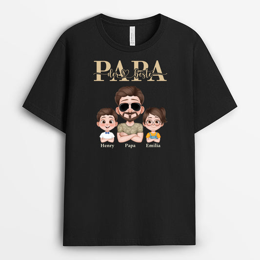 4886AGE1 der beste papa cartoon armeemuster schwarzes t shirt papa personalisiert_ 4886A5H0B