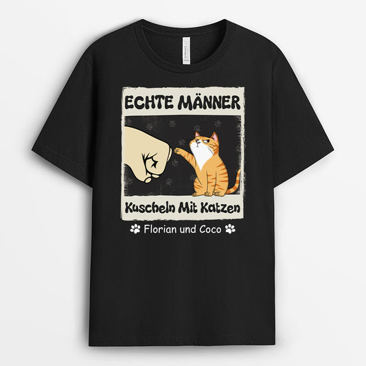 4907AGE1 echte manner kuscheln katzen t shirt katze personalisiert 4907A8M3D
