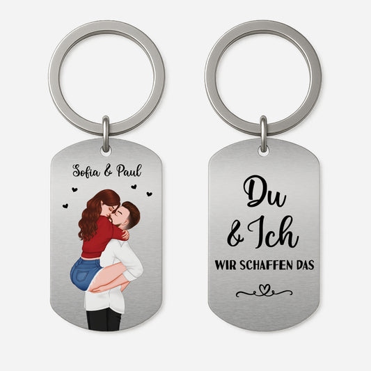 4996JGE1 du und ich umarmung aluminium schlusselanhanger personalisiert paar 4996JT4AG