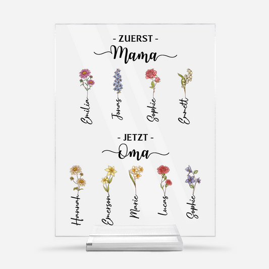 5040RGE1 erst mama jetzt oma personalisiertes geschenk acryl aufsteller mit stander 5040rttna