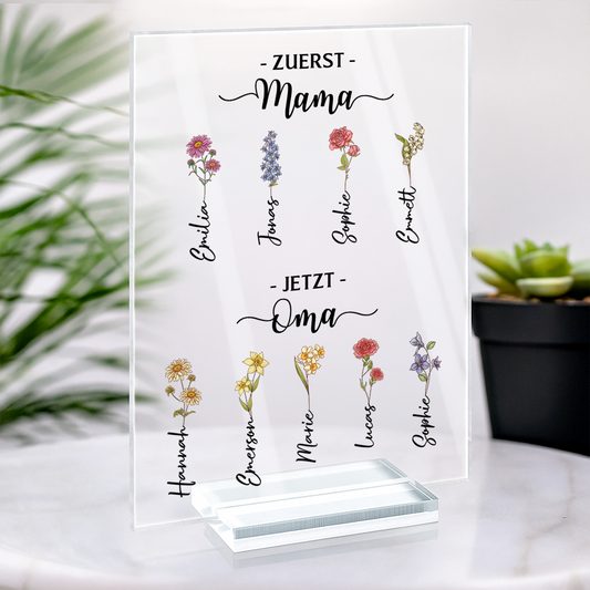 5040RGE2 erst mama jetzt oma personalisiertes geschenk acryl aufsteller mit stander 5040rttna
