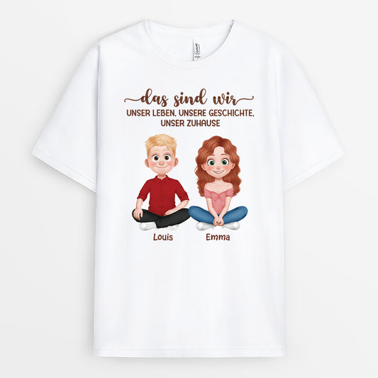 5091AGE1 unser leben unsere geschichte unser zuhause partner t shirt personalisiert 5091A8LNG