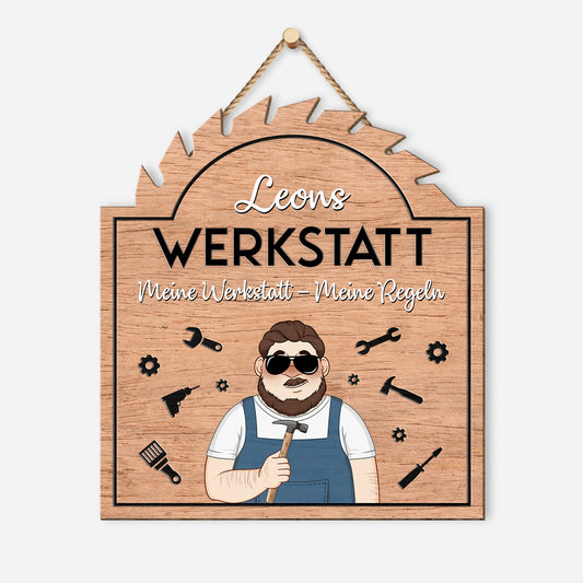 5129QGE1 papas werkstatt lustiges holzschild personalisiert_ papa 5129QTMTB