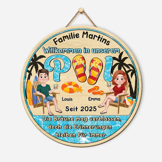 5132QGE1 willkommen in unserem pool holzschild personalisiert_ paar 5132QTQNG