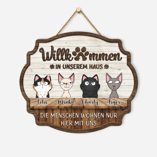 5135QGE1 willkommen in unserem haus holzschild personalisiert_ katzen 5135QKYND