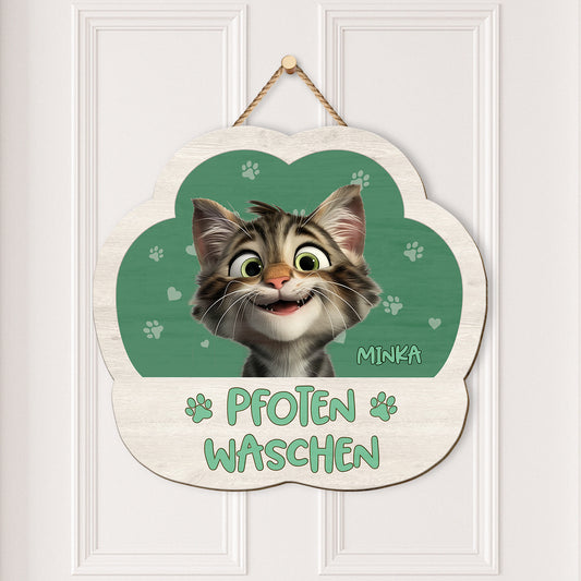 5214QGE2 pfoten waschen hande waschen turschild katze personalisiert_ holz 5214QK6ND