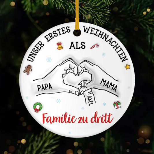 5383OGE1 3d druck effekt unser erstes weihnachten als familie personalisierter weihnachtsschmuck_ aus keramik familie 5383O