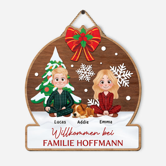 5409QGE1 willkommen bei holzschild personalisiert_ hunde zu weihnachten 5409QKZNC