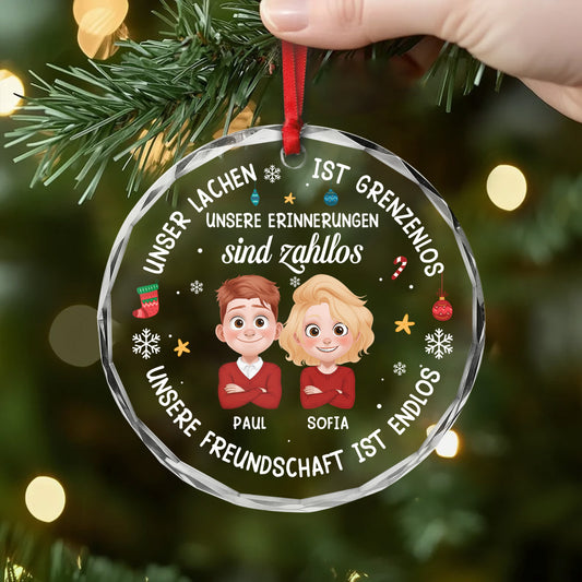 5464OGE2 lachen grenzenlos erinnerungen zahllos freundschaft endlos personalisierter weihnachtsschmuck aus glas beste freunde 5464OKVTF