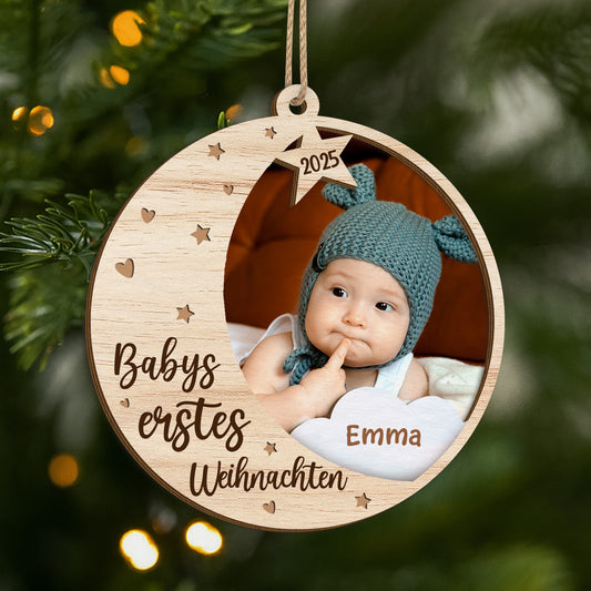 5493OGE1 babys erstes weihnachten personalisierte 2 schicht holz ornamente weihnachten baby mit foto 5493O6LQA