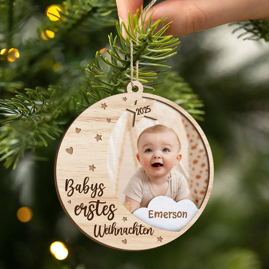 5493OGE2 babys erstes weihnachten personalisierte 2 schicht holz ornamente weihnachten baby mit foto 5493O6LQA