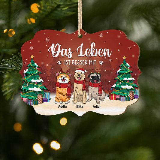 5511OGE1 das leben ist besser mit hunden personalisierte 1 schicht holz ornamente weihnachten 5511OTLMC