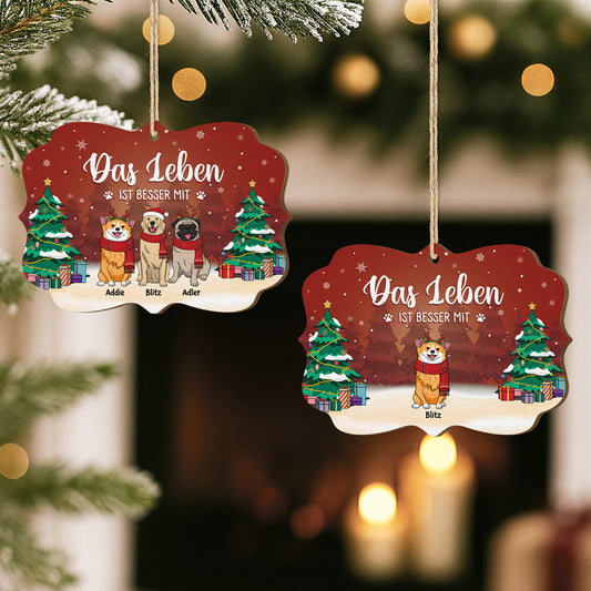 5511OGE2 das leben ist besser mit hunden personalisierte 1 schicht holz ornamente weihnachten 5511OTLMC