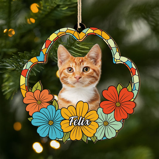 5542OGE1 katze blumen personalisierte 1 schicht holz ornamente mit foto 5542O8LMD_7170e0af e88a 40bc a8ca e6b03503f64f