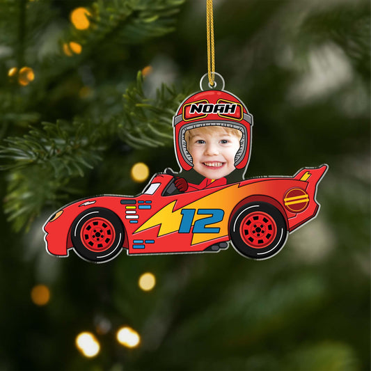 5554OGE1 kind mit gesicht sportwagenrennen personalisierte acryl ornamente kinder 5554O5VNK